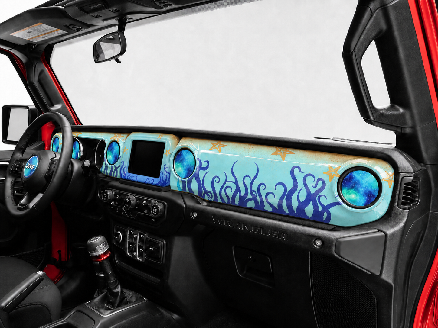 The Coastal Collection teal octopus and starfish Jeep dash cover